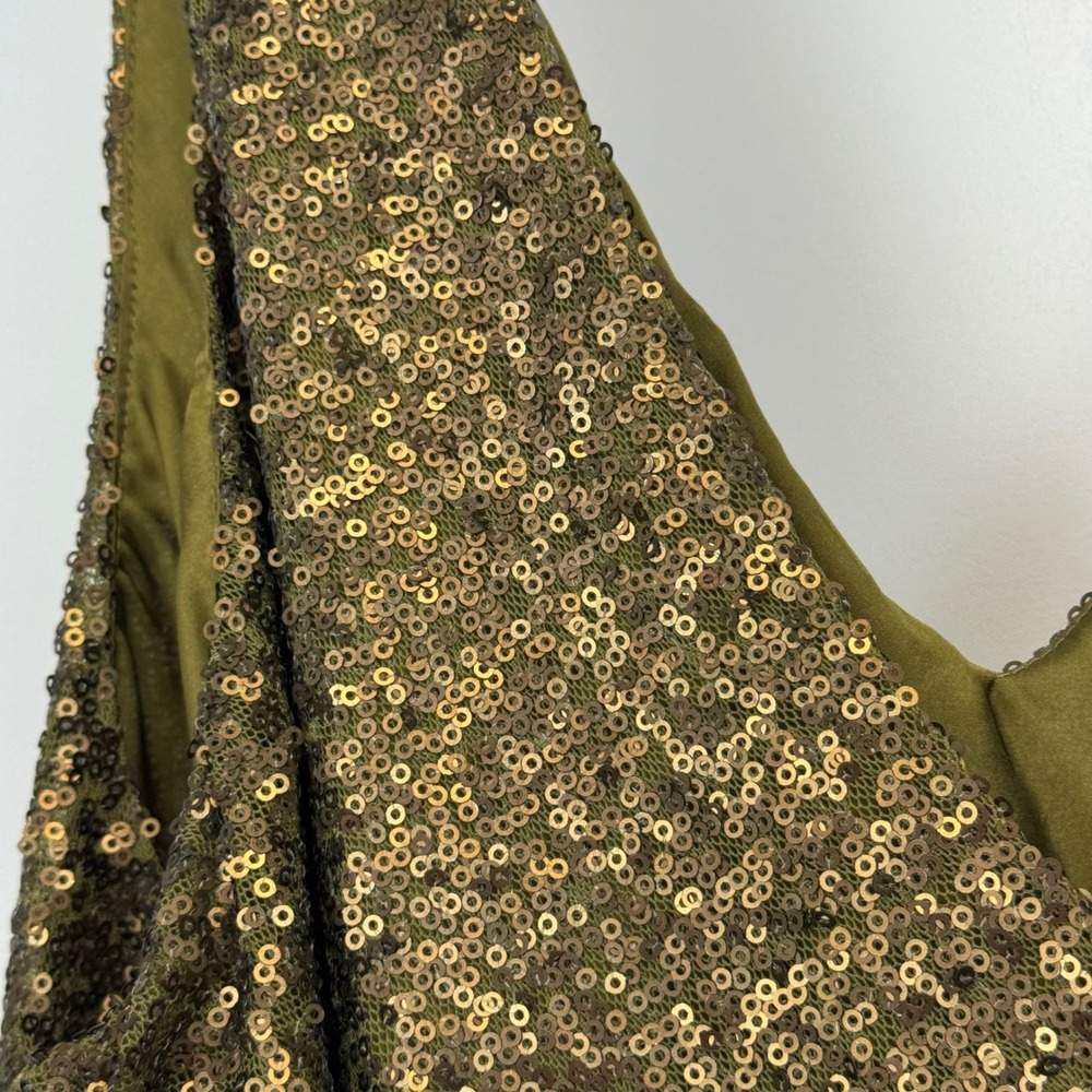 Lauren Ralph Lauren Metallic Gold Sequin Tank Top Size 16 Sleeveless V-Neck - Picture 9 of 12